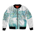 Aotearoa Maori Koru Curves Bomber Jacket Mossy Paua Shell