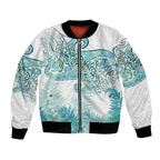 Aotearoa Maori Koru Curves Bomber Jacket Mossy Paua Shell