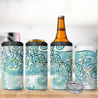 Aotearoa Maori Koru Curves 4 in 1 Can Cooler Tumbler Mossy Paua Shell