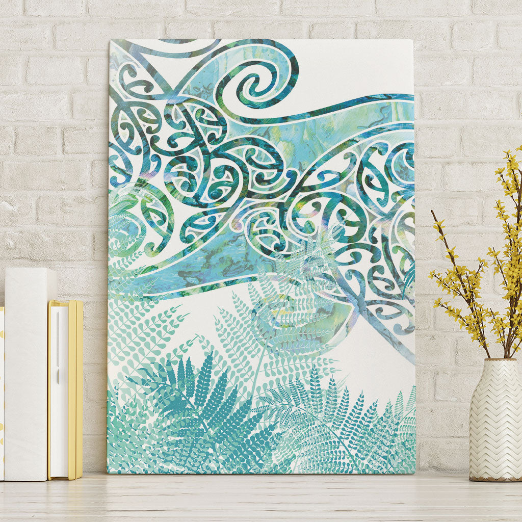 Aotearoa Maori Koru Curves Canvas Wall Art Mossy Paua Shell