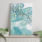 Aotearoa Maori Koru Curves Canvas Wall Art Mossy Paua Shell