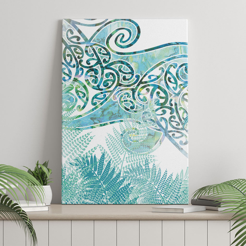 Aotearoa Maori Koru Curves Canvas Wall Art Mossy Paua Shell