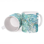 Aotearoa Maori Koru Curves Ceramic Mug Mossy Paua Shell