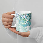 Aotearoa Maori Koru Curves Ceramic Mug Mossy Paua Shell