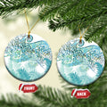 Aotearoa Maori Koru Curves Ceramic Ornament Mossy Paua Shell
