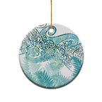 Aotearoa Maori Koru Curves Ceramic Ornament Mossy Paua Shell