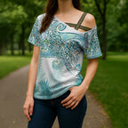 Aotearoa Maori Koru Curves Cross Shoulder Shirt Mossy Paua Shell