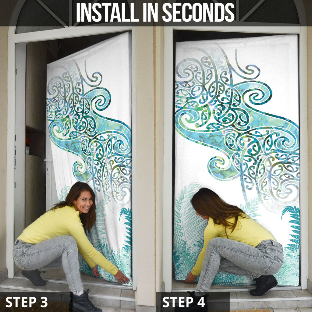 Aotearoa Maori Koru Curves Door Cover Mossy Paua Shell
