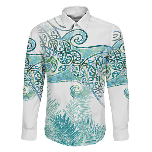 Aotearoa Maori Koru Curves Family Matching Mermaid Dress and Hawaiian Shirt Mossy Paua Shell