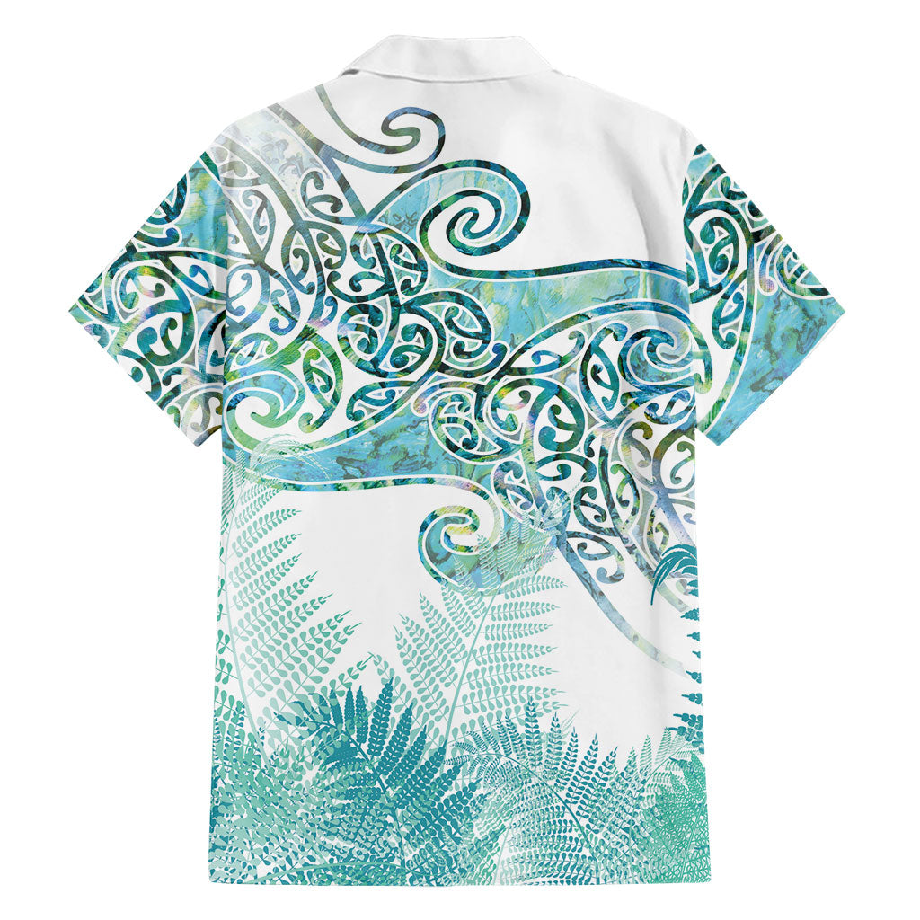 Aotearoa Maori Koru Curves Family Matching Off Shoulder Short Dress and Hawaiian Shirt Mossy Paua Shell