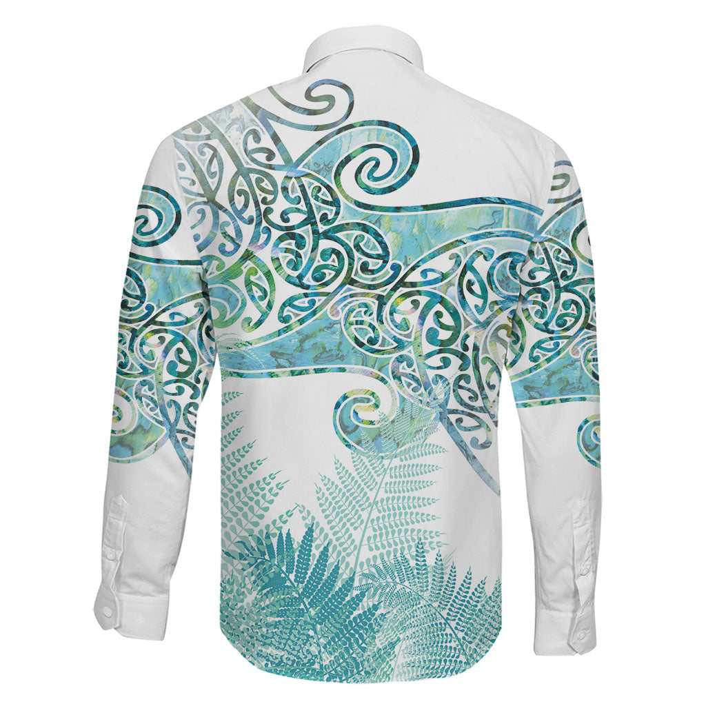 Aotearoa Maori Koru Curves Family Matching Off Shoulder Short Dress and Hawaiian Shirt Mossy Paua Shell