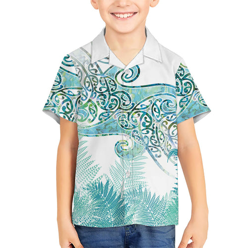 Aotearoa Maori Koru Curves Family Matching Tank Maxi Dress and Hawaiian Shirt Mossy Paua Shell