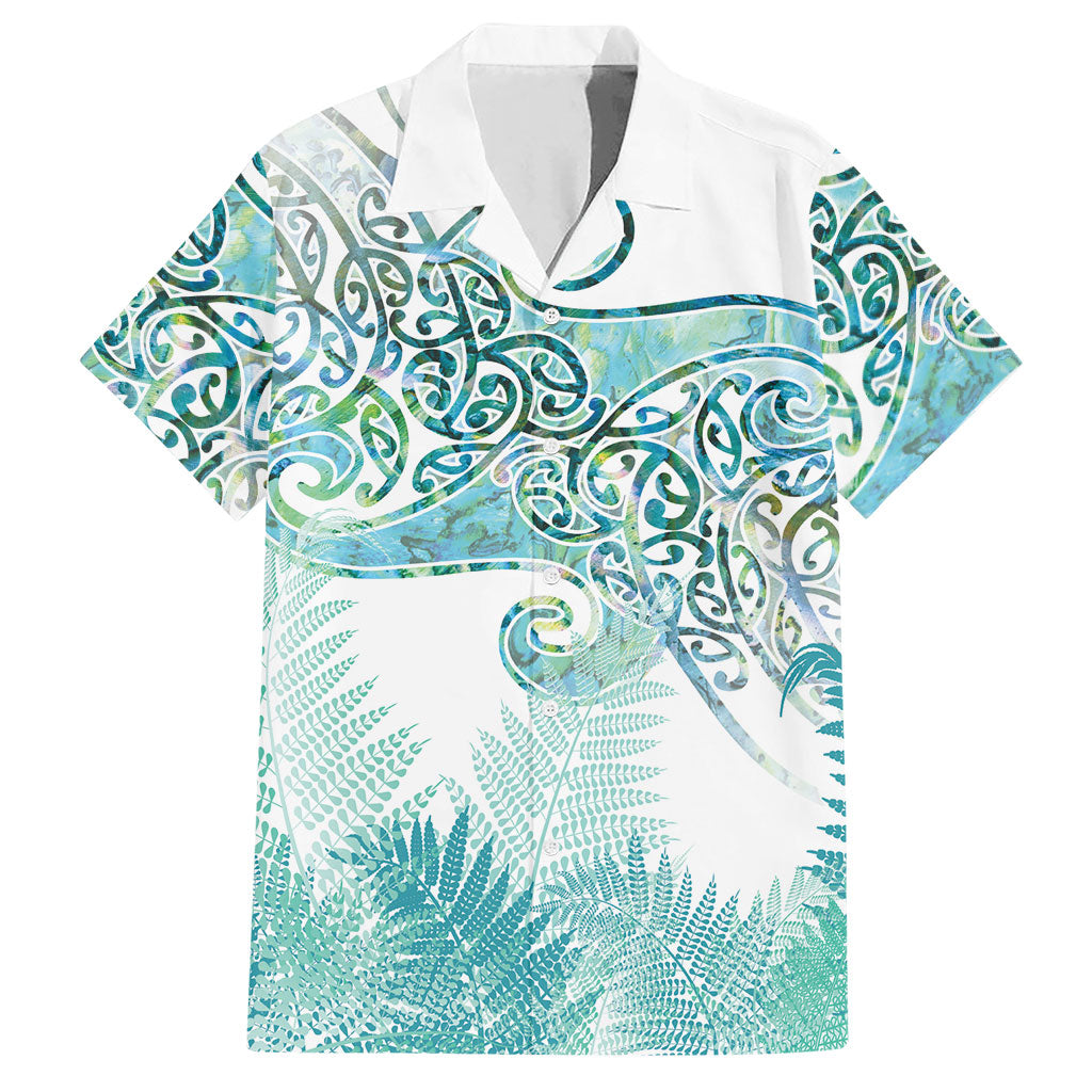 Aotearoa Maori Koru Curves Hawaiian Shirt Mossy Paua Shell