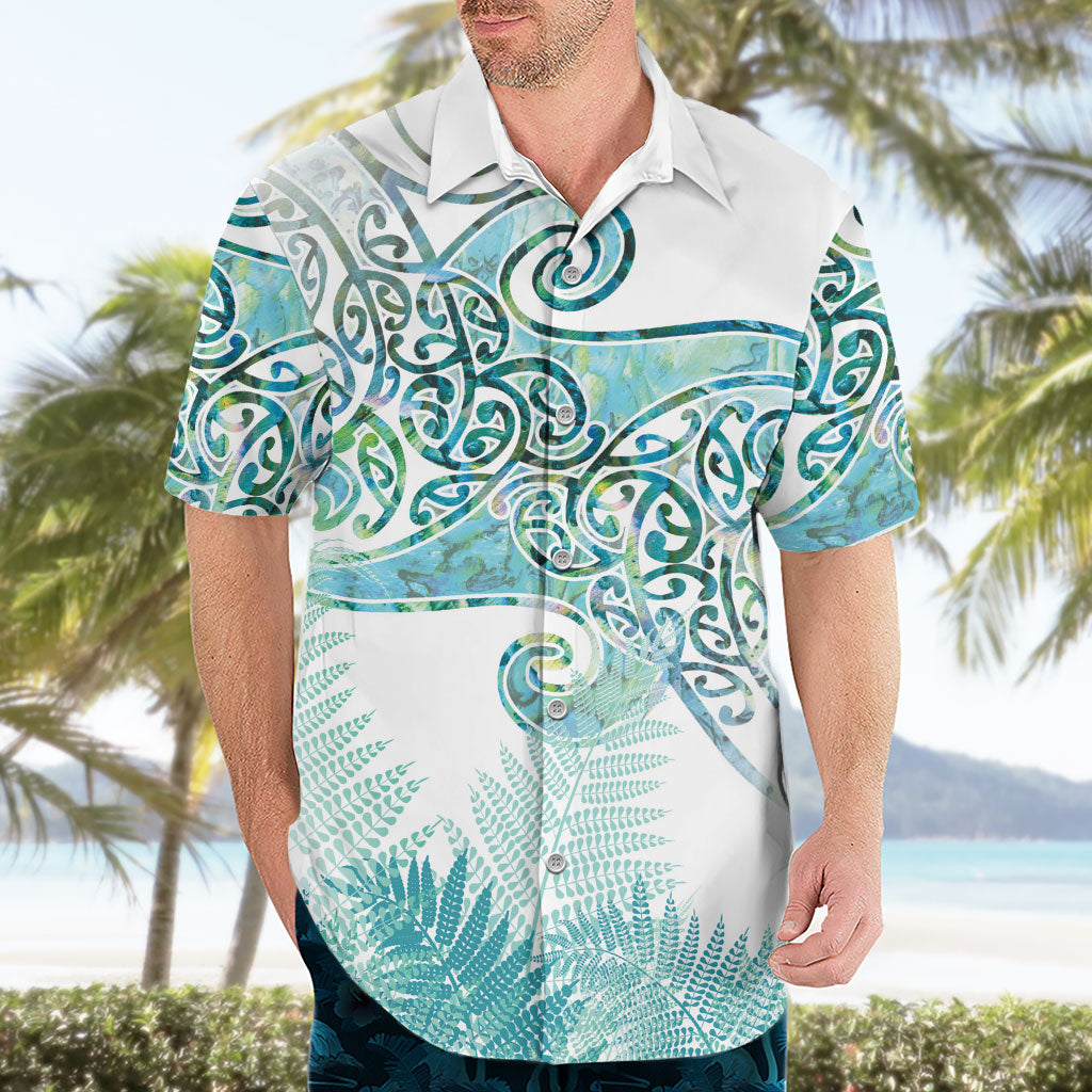 Aotearoa Maori Koru Curves Hawaiian Shirt Mossy Paua Shell