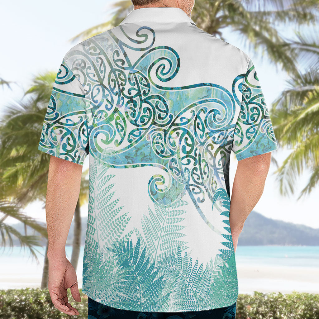 Aotearoa Maori Koru Curves Hawaiian Shirt Mossy Paua Shell