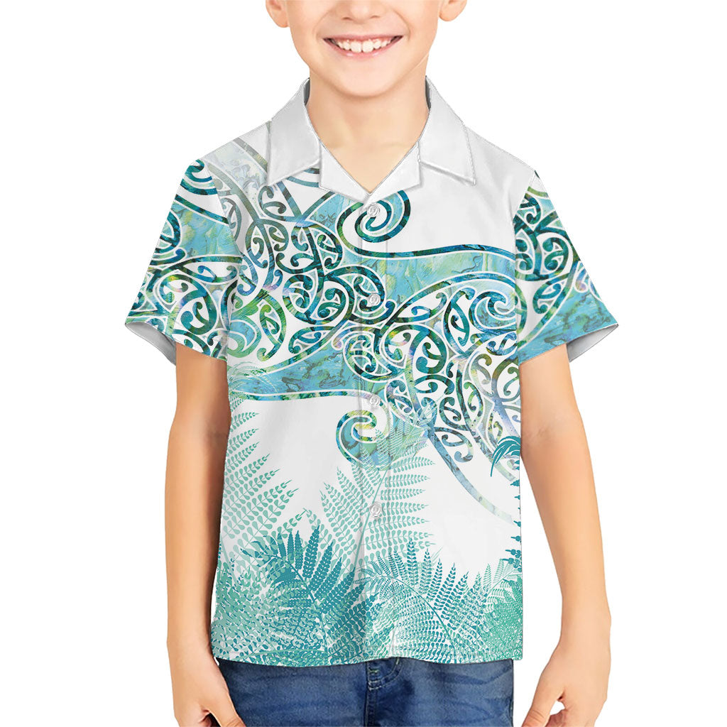 Aotearoa Maori Koru Curves Hawaiian Shirt Mossy Paua Shell