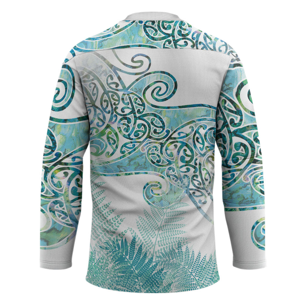 Aotearoa Maori Koru Curves Hockey Jersey Mossy Paua Shell