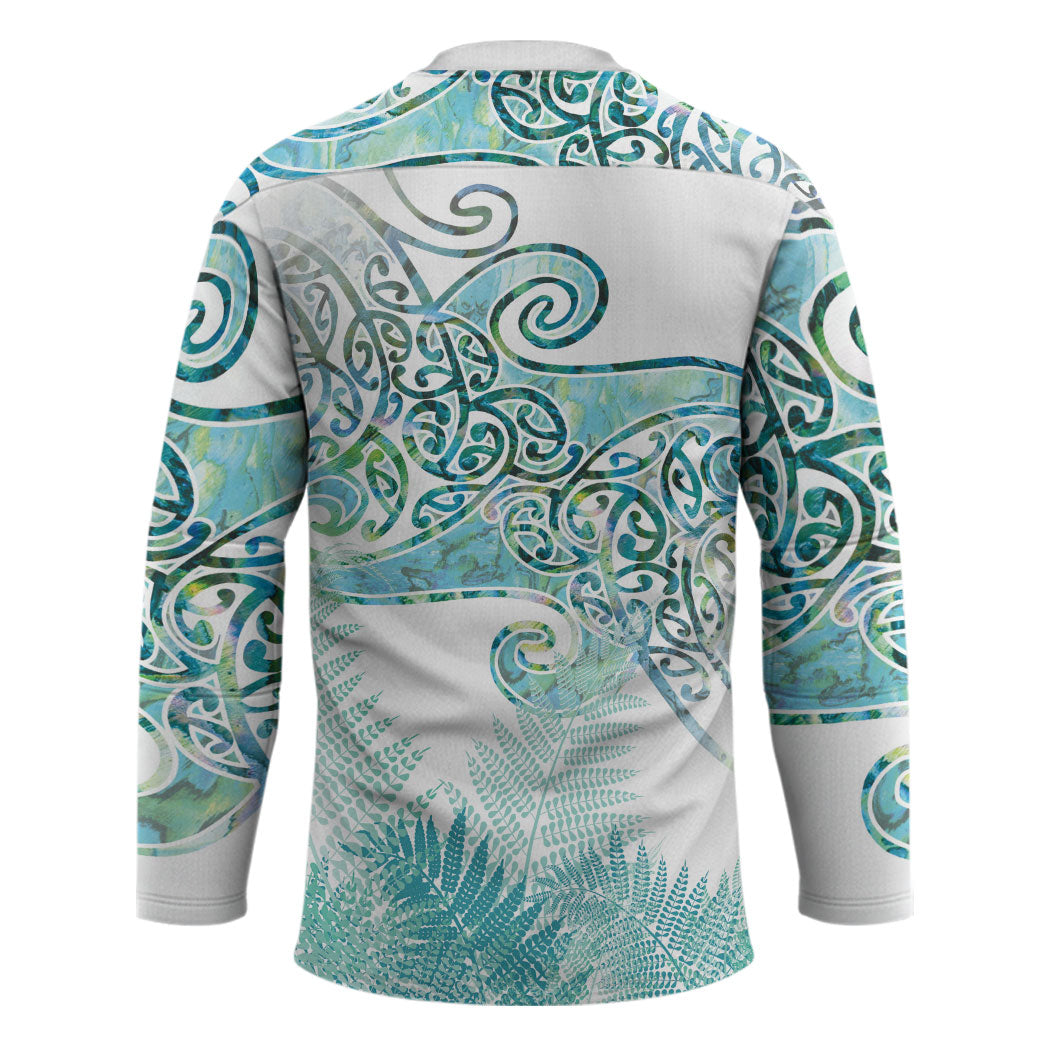 Aotearoa Maori Koru Curves Hockey Jersey Mossy Paua Shell