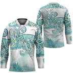 Aotearoa Maori Koru Curves Hockey Jersey Mossy Paua Shell