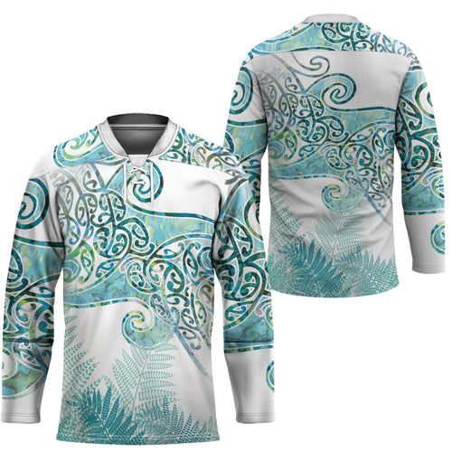 Aotearoa Maori Koru Curves Hockey Jersey Mossy Paua Shell