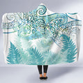 Aotearoa Maori Koru Curves Hooded Blanket Mossy Paua Shell