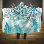Aotearoa Maori Koru Curves Hooded Blanket Mossy Paua Shell
