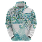 Aotearoa Maori Koru Curves Hoodie Mossy Paua Shell