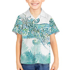 Aotearoa Maori Koru Curves Kid Hawaiian Shirt Mossy Paua Shell