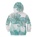 Aotearoa Maori Koru Curves Kid Hoodie Mossy Paua Shell