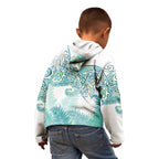 Aotearoa Maori Koru Curves Kid Hoodie Mossy Paua Shell