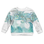 Aotearoa Maori Koru Curves Kid Ugly Christmas Sweater Mossy Paua Shell