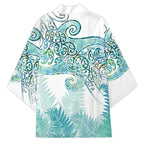 Aotearoa Maori Koru Curves Kimono Mossy Paua Shell