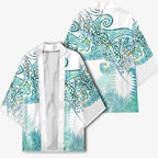 Aotearoa Maori Koru Curves Kimono Mossy Paua Shell