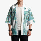 Aotearoa Maori Koru Curves Kimono Mossy Paua Shell