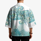 Aotearoa Maori Koru Curves Kimono Mossy Paua Shell