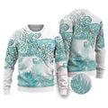 Aotearoa Maori Koru Curves Ugly Christmas Sweater Mossy Paua Shell