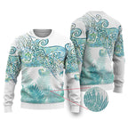 Aotearoa Maori Koru Curves Ugly Christmas Sweater Mossy Paua Shell
