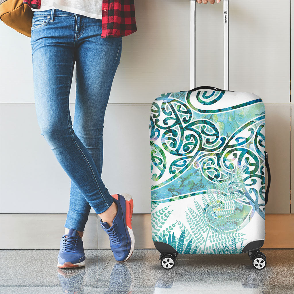Aotearoa Maori Koru Curves Luggage Cover Mossy Paua Shell