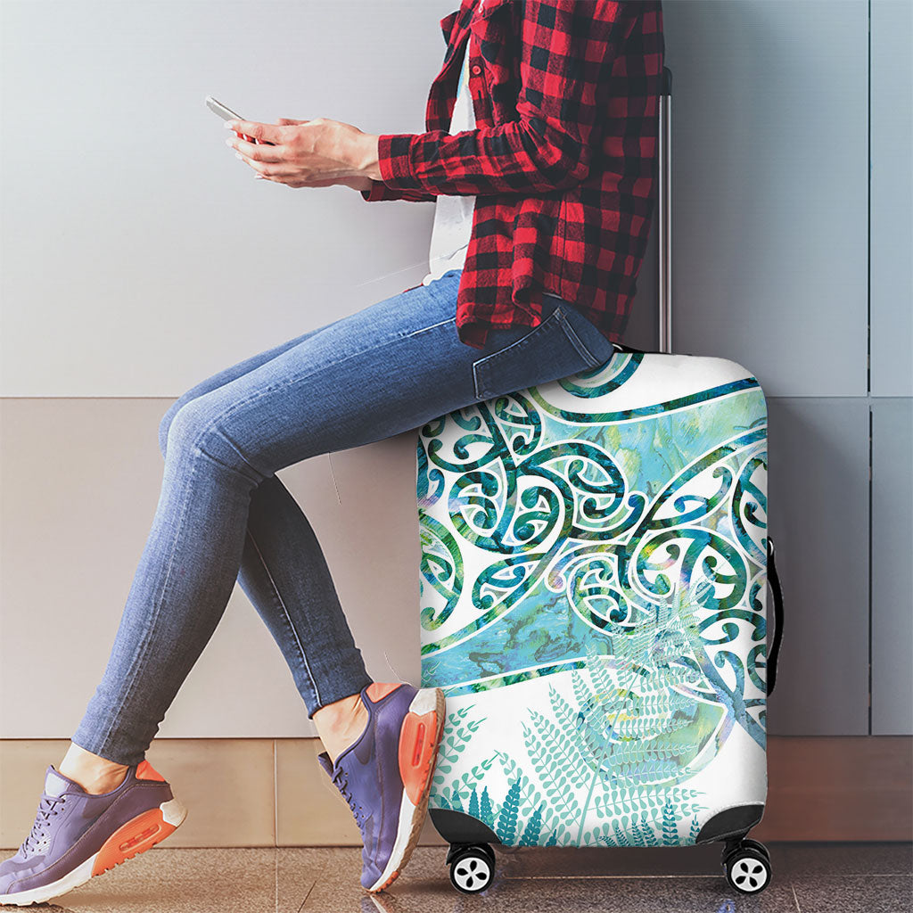Aotearoa Maori Koru Curves Luggage Cover Mossy Paua Shell