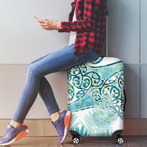 Aotearoa Maori Koru Curves Luggage Cover Mossy Paua Shell