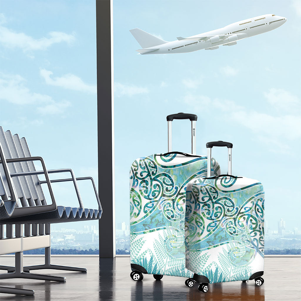 Aotearoa Maori Koru Curves Luggage Cover Mossy Paua Shell