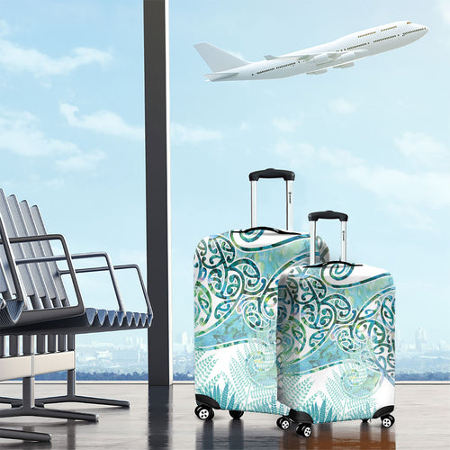 Aotearoa Maori Koru Curves Luggage Cover Mossy Paua Shell