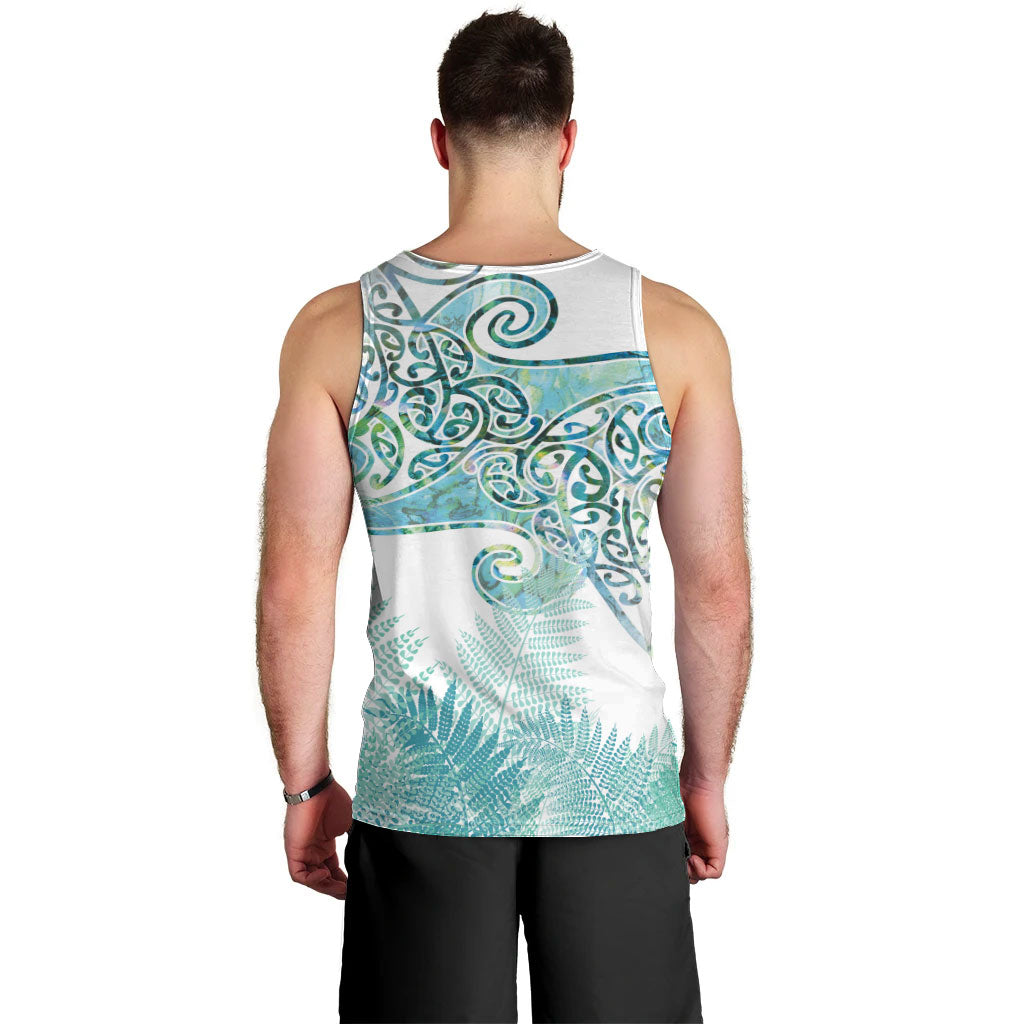 Aotearoa Maori Koru Curves Men Tank Top Mossy Paua Shell