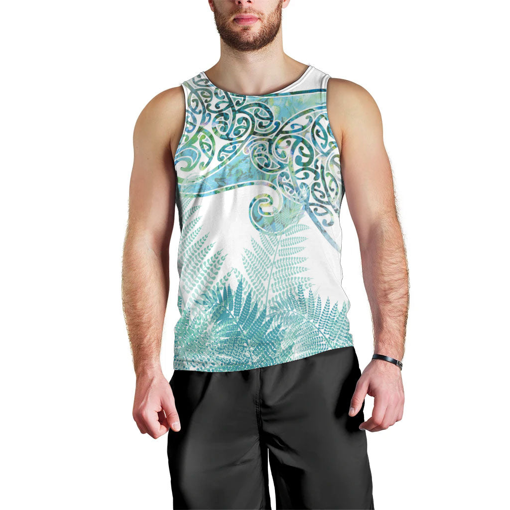Aotearoa Maori Koru Curves Men Tank Top Mossy Paua Shell