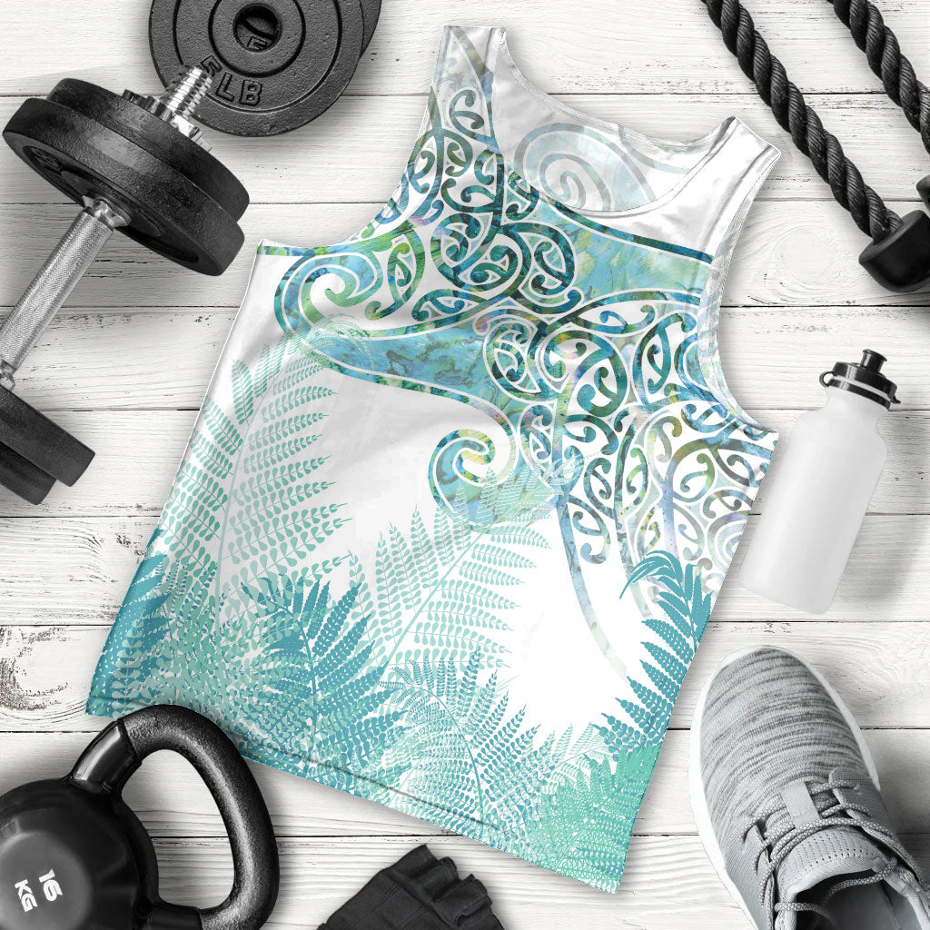 Aotearoa Maori Koru Curves Men Tank Top Mossy Paua Shell