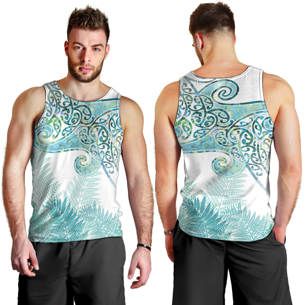 Aotearoa Maori Koru Curves Men Tank Top Mossy Paua Shell