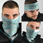 Aotearoa Maori Koru Curves Neck Gaiter Mossy Paua Shell