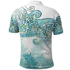 Aotearoa Maori Koru Curves Polo Shirt Mossy Paua Shell