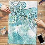 Aotearoa Maori Koru Curves Puzzle Mossy Paua Shell