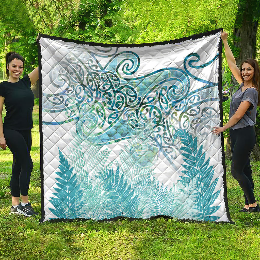 Aotearoa Maori Koru Curves Quilt Mossy Paua Shell